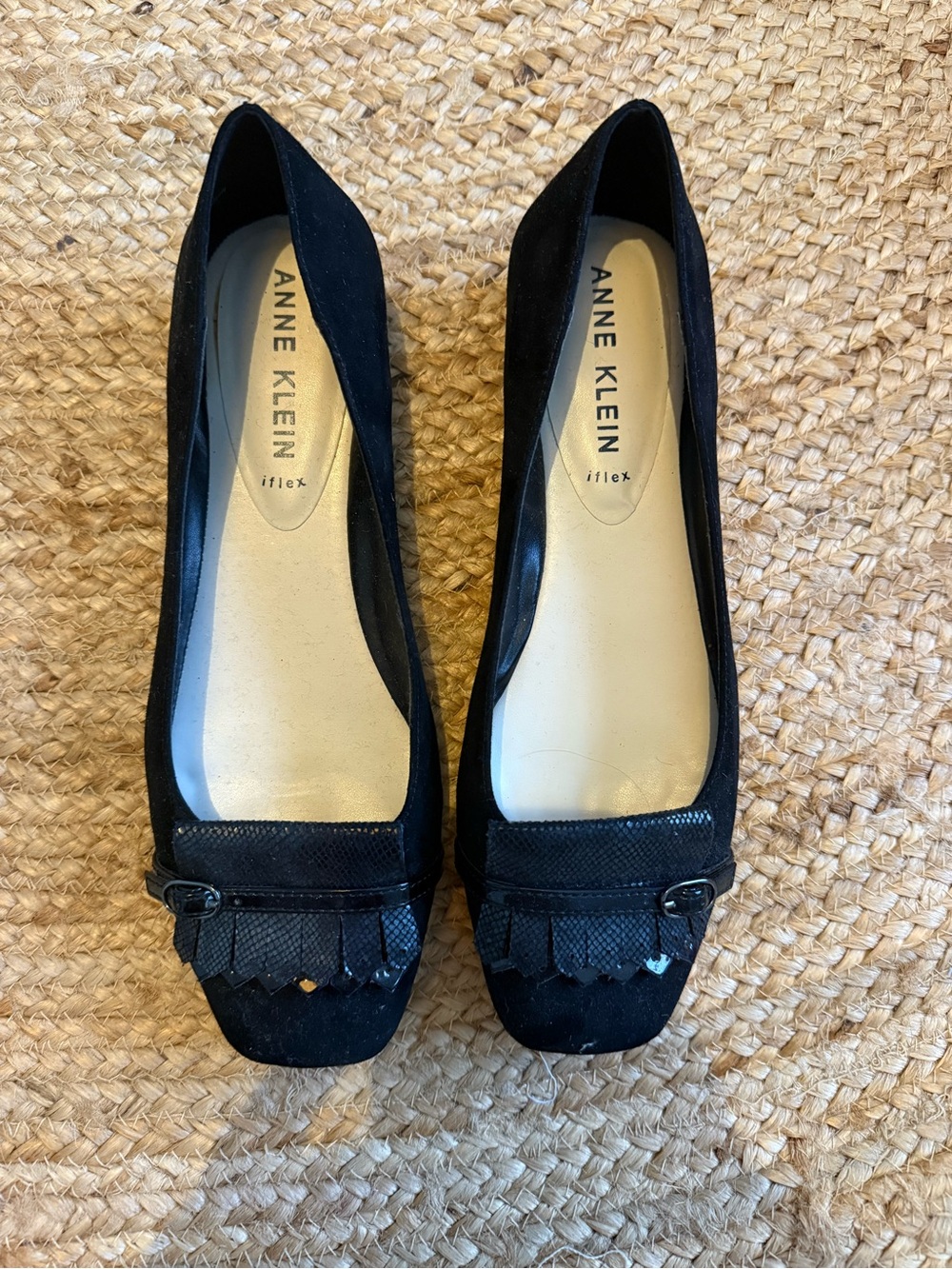 Anne Klein iFlex Black Suede Shoes, Size 8.5